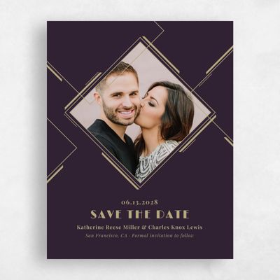 Plum, Purple Wedding Save the Date - Baker Portrait