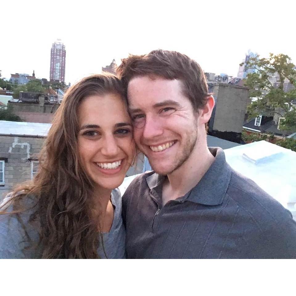Celebrating our new couch purchase on the roof deck - Philadelphia, PA.