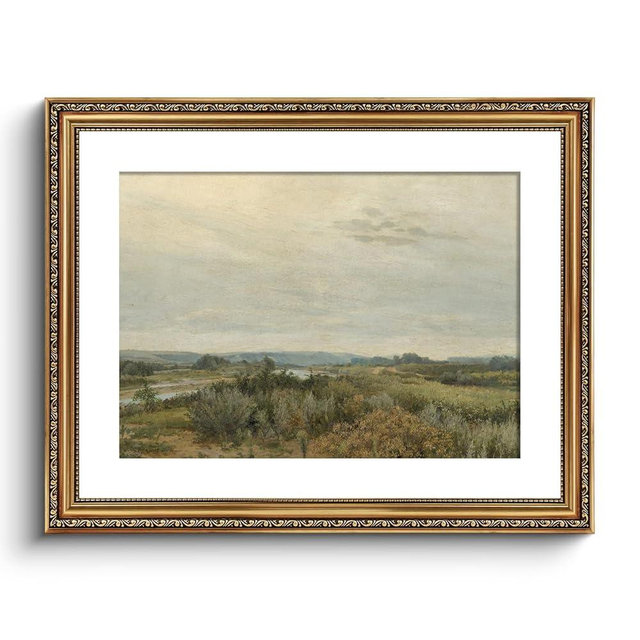 ARPEOTCY Vintage Gold Framed Large Wall Art, Nature Trees Landscape Rivers Retro Paintings, Canvas Prints with Antique Frame, Victorian Wall Pictures Decor for Living Room Gallery 16x20 inch