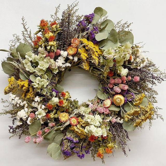 Handmade Dried English Garden Wreath, 20"