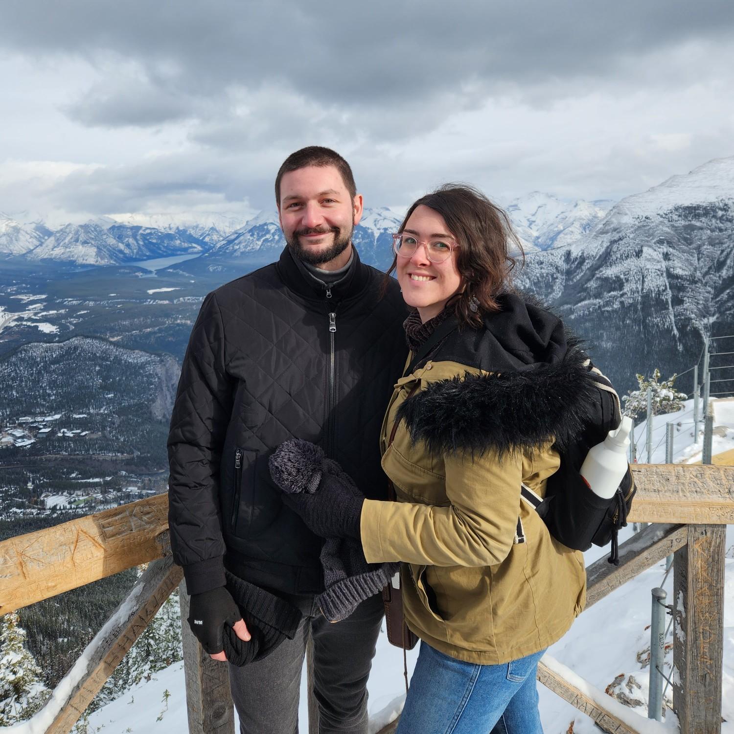 Moments after we got engaged on top of Sulphur Mountain in Banff, Canada!