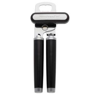 KitchenAid Classic Multifunction Can Opener and Bottle Opener Easy to Use, Razor Sharp Stainless Steel Cutting Wheel, Soft Ergonomic Handles, Black