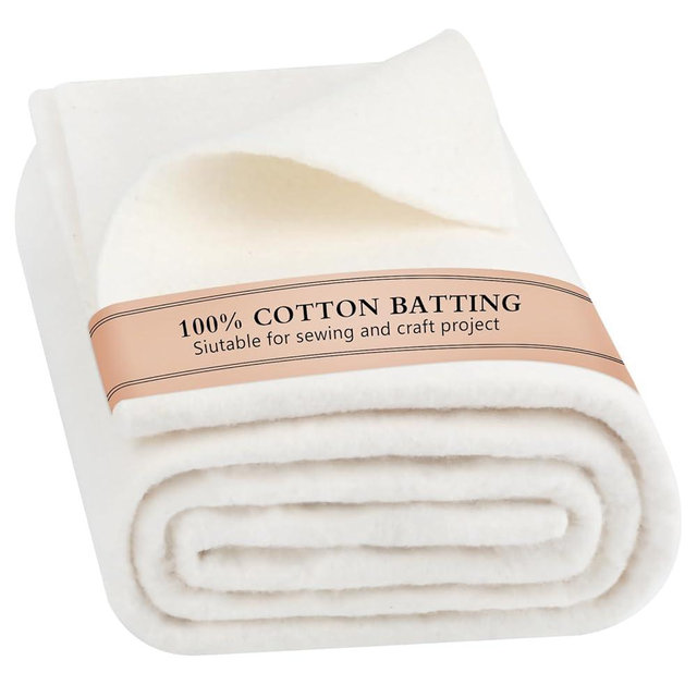 Hoiny 100% Natural Cotton Quilt Batting, 47" x 59" (1.6 Yards), Breathable Crib Size Batting for Quilting Potholders Bowl Cozies, Needle Friendly & Seamless Filling for Sewing Crafts
