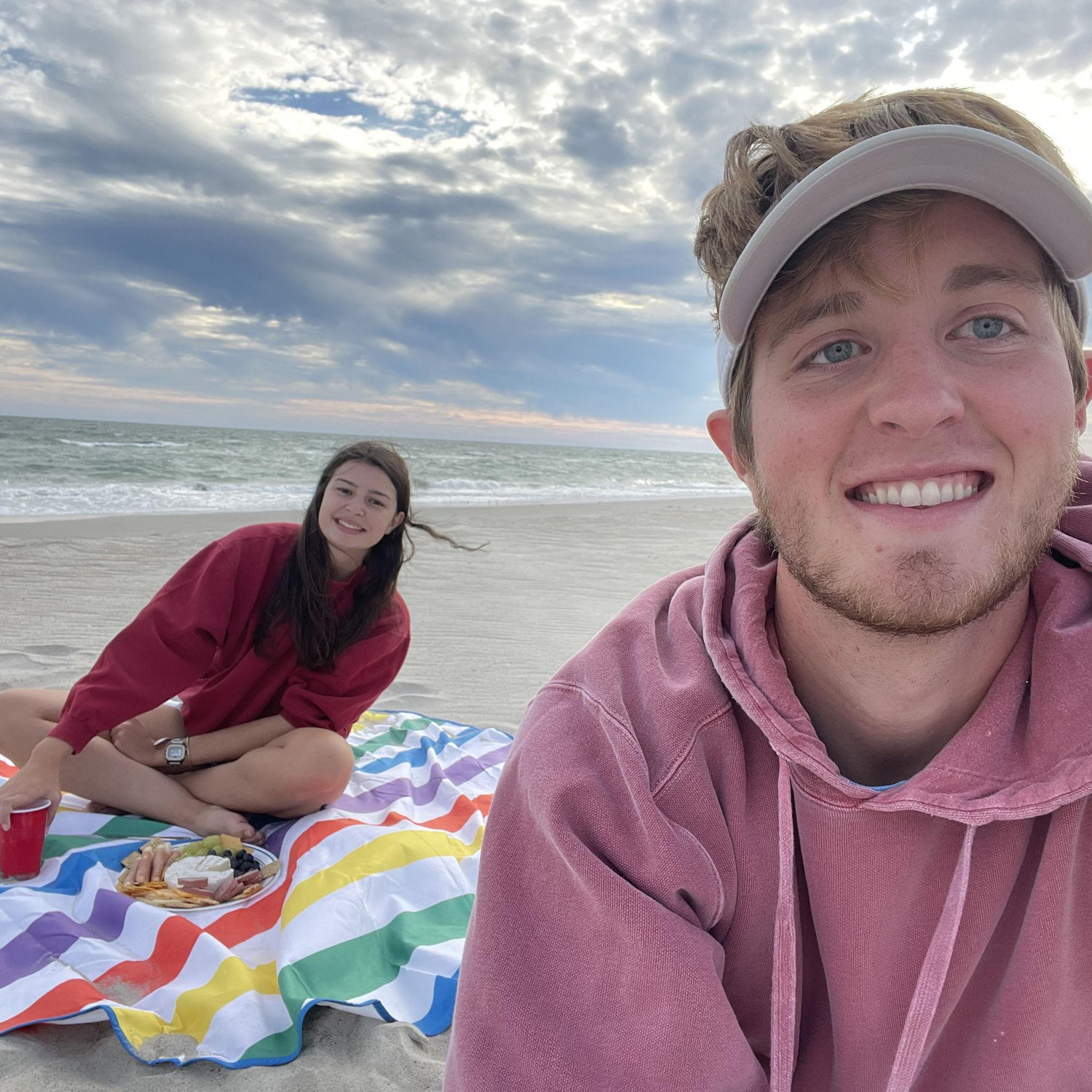 We celebrated a milestone anniversary with a picnic on the beach in Emerald Isle. Wind, sand, and charcuterie don't mix.