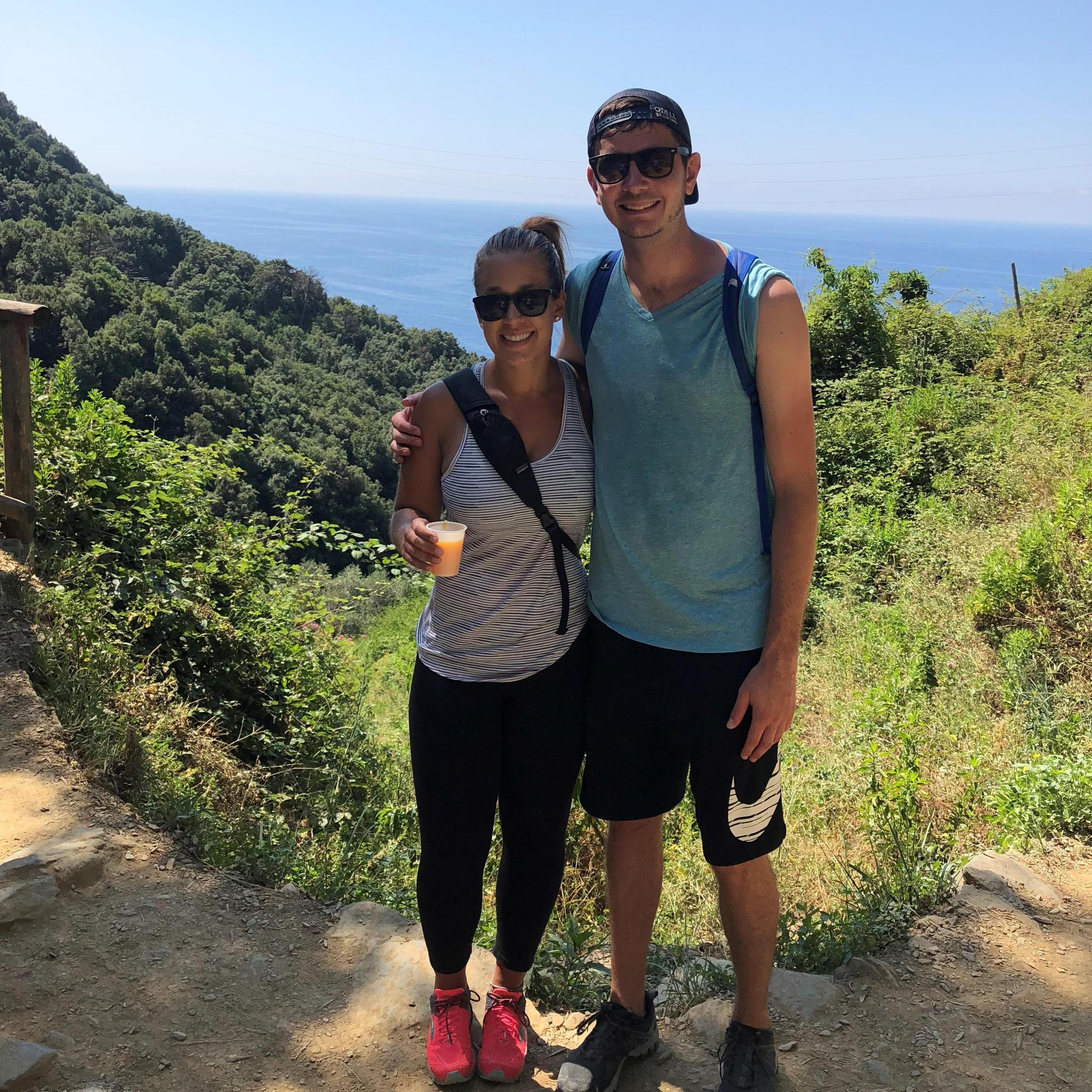 A little old guy sold fresh squeezed orange juice (literally, squeezed this right then and there), in the middle of our hike in the Cinque Terre.  The humidity left me sweatier than I've ever been!