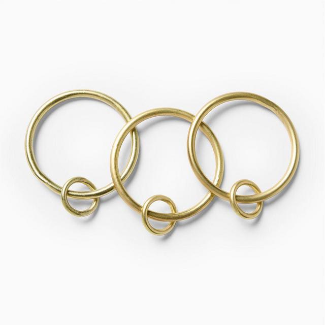 Double Ring Curtain Rings, Antique Brass, Large, Set of 7