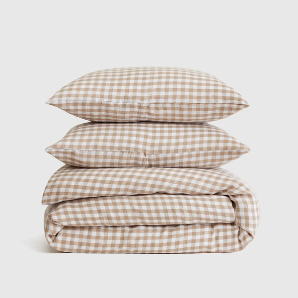 Linen Duvet Cover Set | Quince in Cafe Gingham with Sham Set