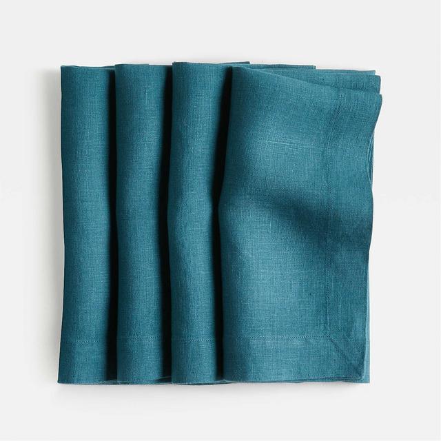 Marin Sea Blue Organic Cotton Linen Napkin, Set of 4