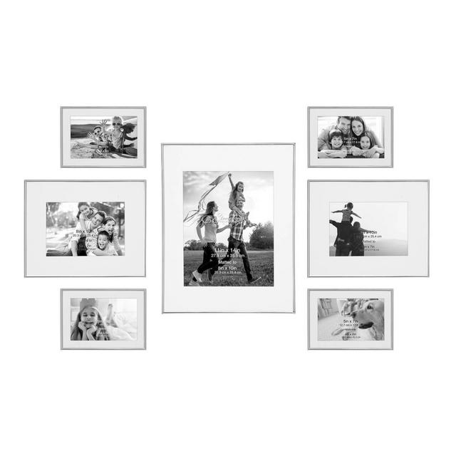 7pc Decorative Steel Photo Frame Set Silver - Stonebriar Collection