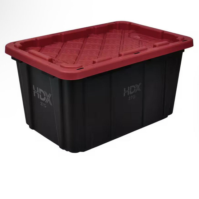 27 Gal. Tough Storage Tote in Black and Red
