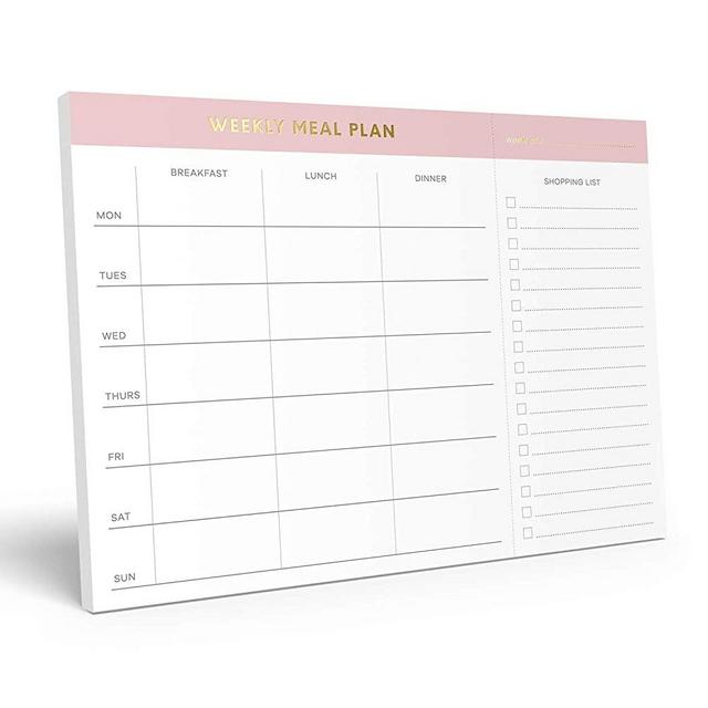 Sweetzer & Orange Weekly Meal Planner and Grocery List Magnetic Notepad. Pink 10x7” Meal Planning Pad with Tear Off Shopping List. Plan Weekly Menu Food for Weight Loss or Dinner List for Family!