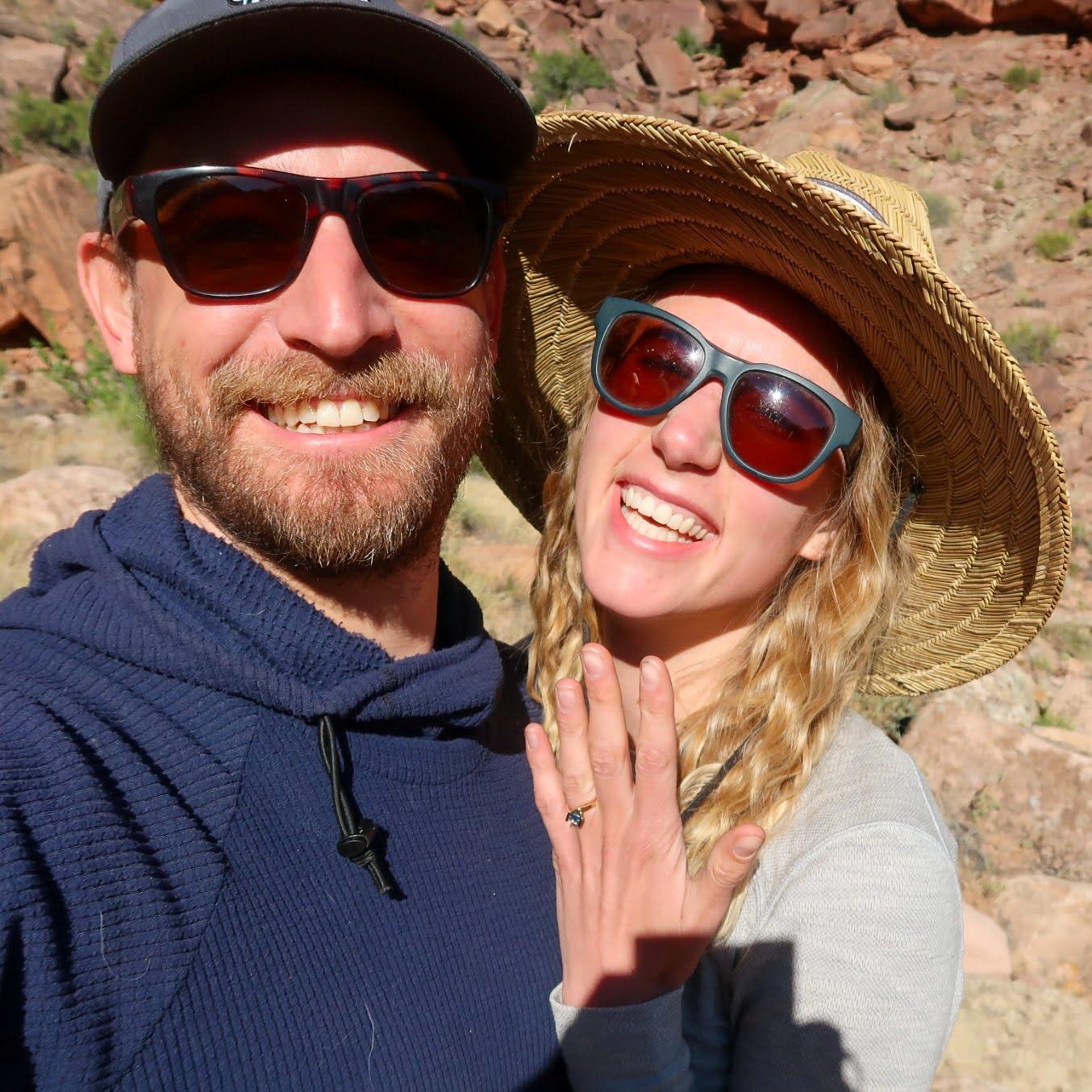 Minutes after Luke proposed, along Labyrinth Canyon on the Green River in UT