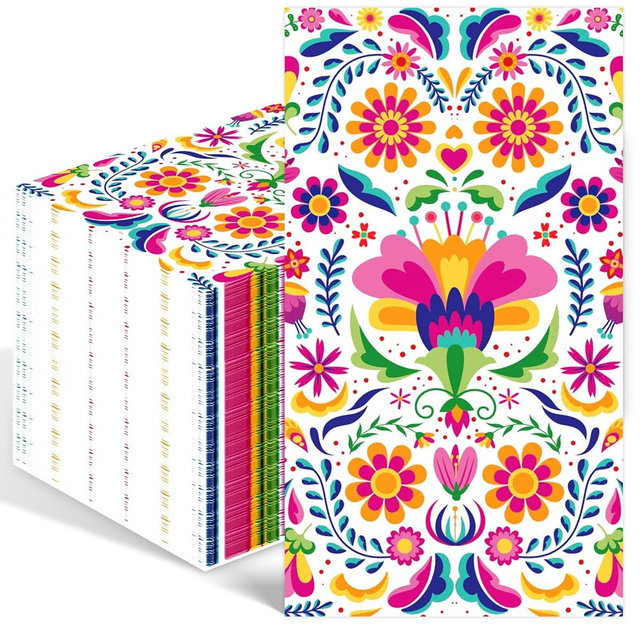 100PCS Mexican Floral Paper Napkins Disposable Hand Towels for Bathroom 3 Ply Cinco De Mayo Guest Napkins Decorative Fiesta Dinner Napkins for Wedding Birthday Mexico Taco Party Supplies