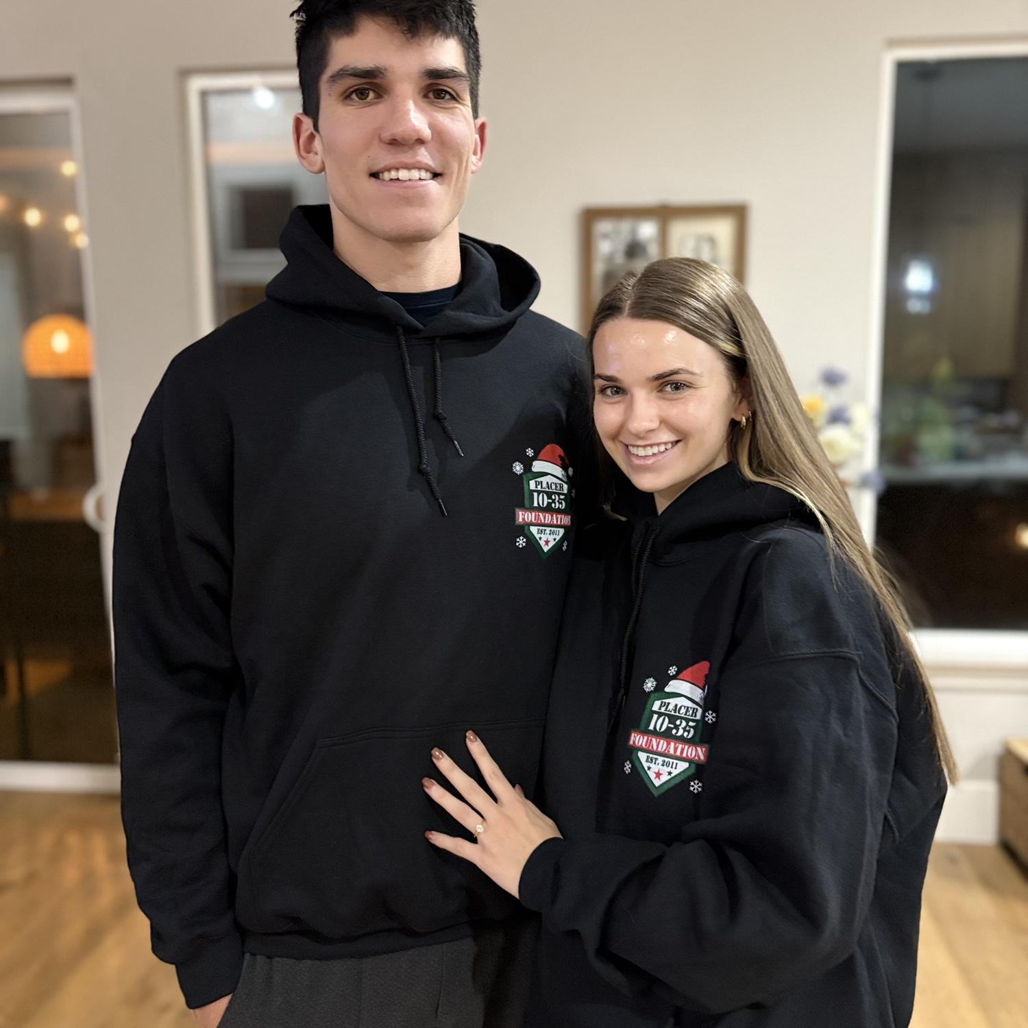 Kevin brought home matching sweatshirts from his agency! He is loving his new job!