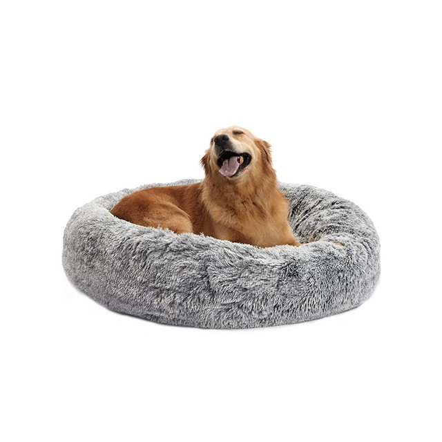 Bedfolks Calming Donut Dog Bed Cat Bed| Anti Anxiety Round Fluffy Plush Dog Bed for Small Medium Large Dogs, Machine Washable Cuddler Pet Bed (23''/30''/36'')