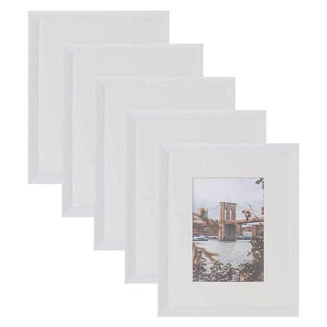 HOTURE 9x12 Picture Frame Set Of 5, Display Pictures 6x8 with Mat or 9x12 Without Mat, Suitable For Hanging Wall Gallery Photo Frame (Matte White)