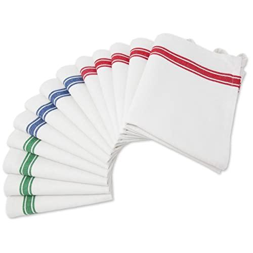 Kitchen Dish Towels with Vintage Design for Kitchen Decor Super Absorbent 100% Natural Cotton Kitchen Towels (Size: 25.5 x 15.5 inches) White with Red, Green and Blue, 13-Pack
