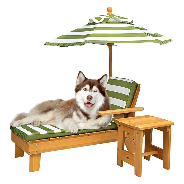 XHDZSM Elevated Dog Bed for Large Dogs with Waterproof Canopy | Indoor/Outdoor Pet Chaise for Backyard, Pool, Beach | Removable Cushion & XL Shade Umbrella | Modern Patio Furniture for Pets