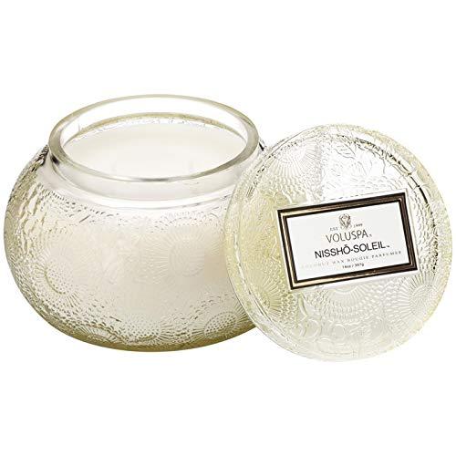 Voluspa Nissho Soleil Candle | 14 Oz. | 50 Hour Burn Time | Embossed Glass Chawan Bowl | Coconut Wax and Natural Wicks for a Cleaner Burn | Vegan