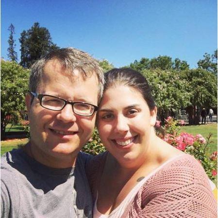 Our first picture together, on a date at the SJ Rose Garden