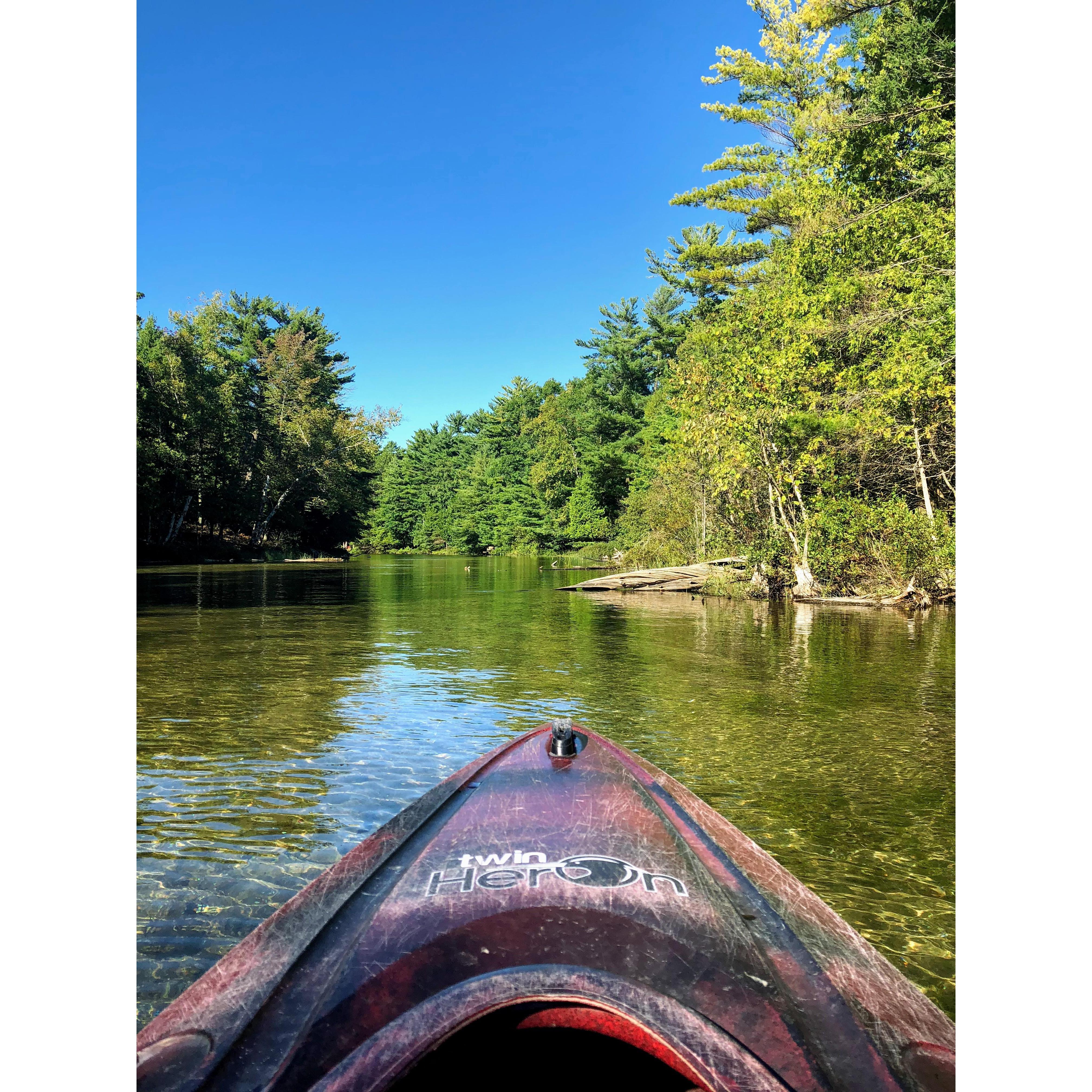 kayaking on the Crystal River near Glen Arbor, MI - another wedding weekend adventure we recommend