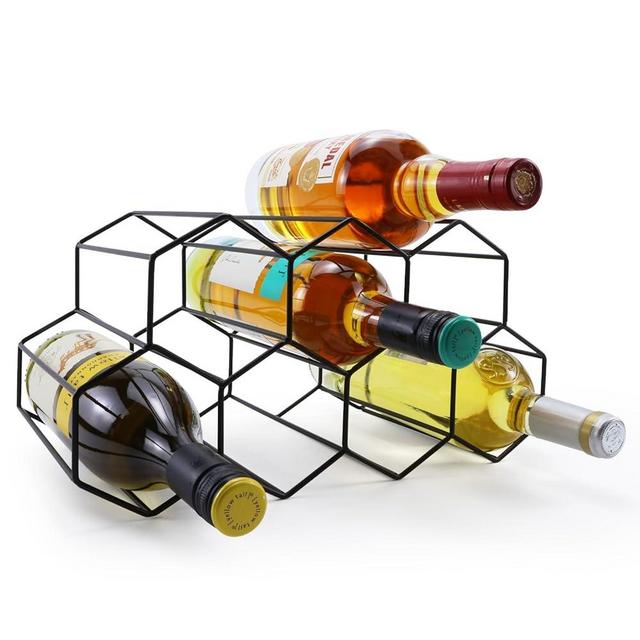 Luoieo 9 Bottles Black Wine Racks Countertop,2 Tiers Meta Wine Holderl for Bar Cabinet Table Pantry,No Assembly Required,Wine Bottle Holder