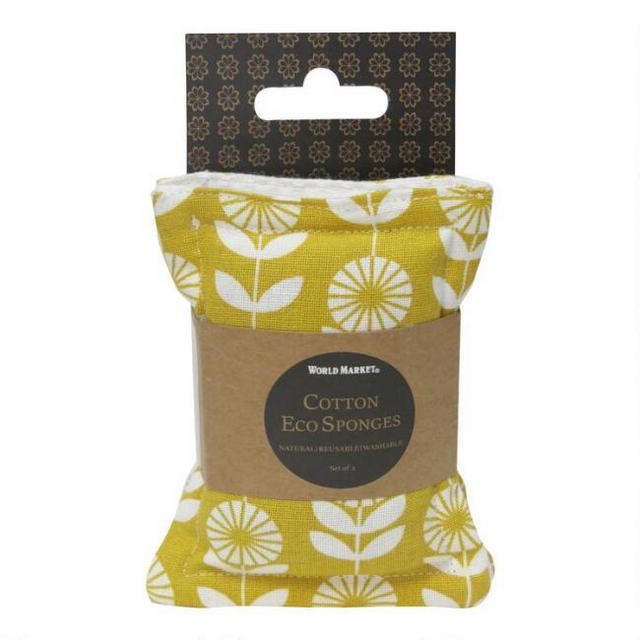 Yellow Organic Cotton and Coir Sponges 2 Pack