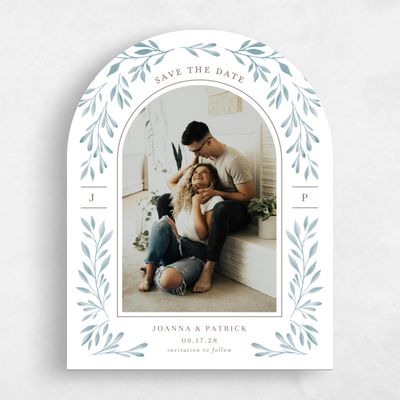 Blue Arch Wedding Save the Date - Oriana Photo