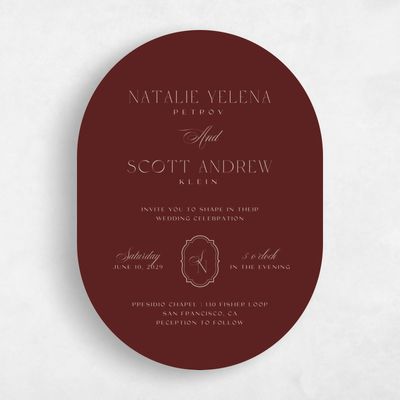 Maroon, Red Wedding Invitation - Korina Portrait