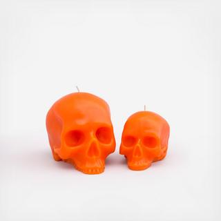 Bright Orange Skull Candle