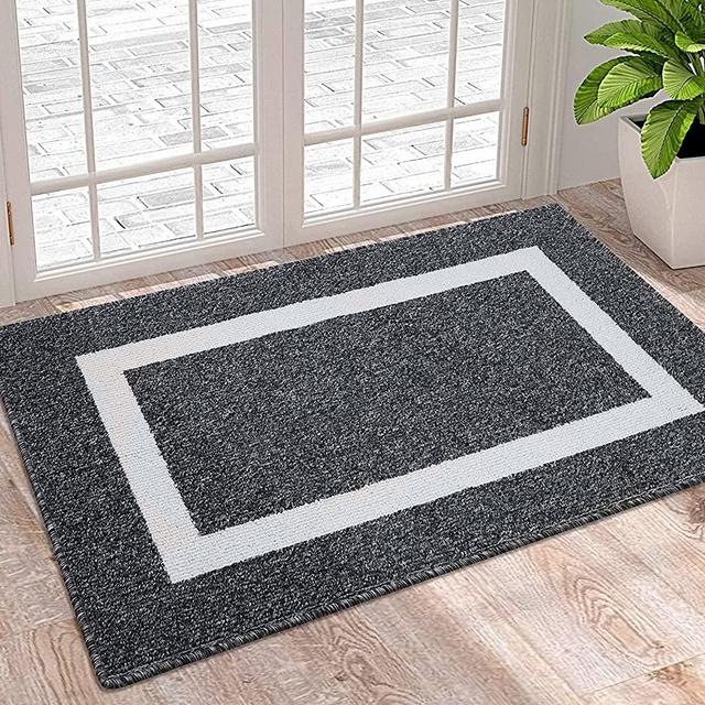OLANLY Indoor Door Mat, 24x36, Non-Slip Absorbent Resist Dirt Entrance Rug, Machine Washable Low-Profile Inside Entry Door Rugs for Entryway, Black