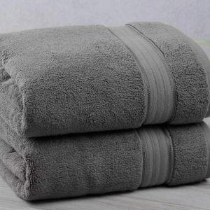 Dark Gray Purely Indulgent 100% Egyptian Cotton Towel Set of 2 Bath Towels