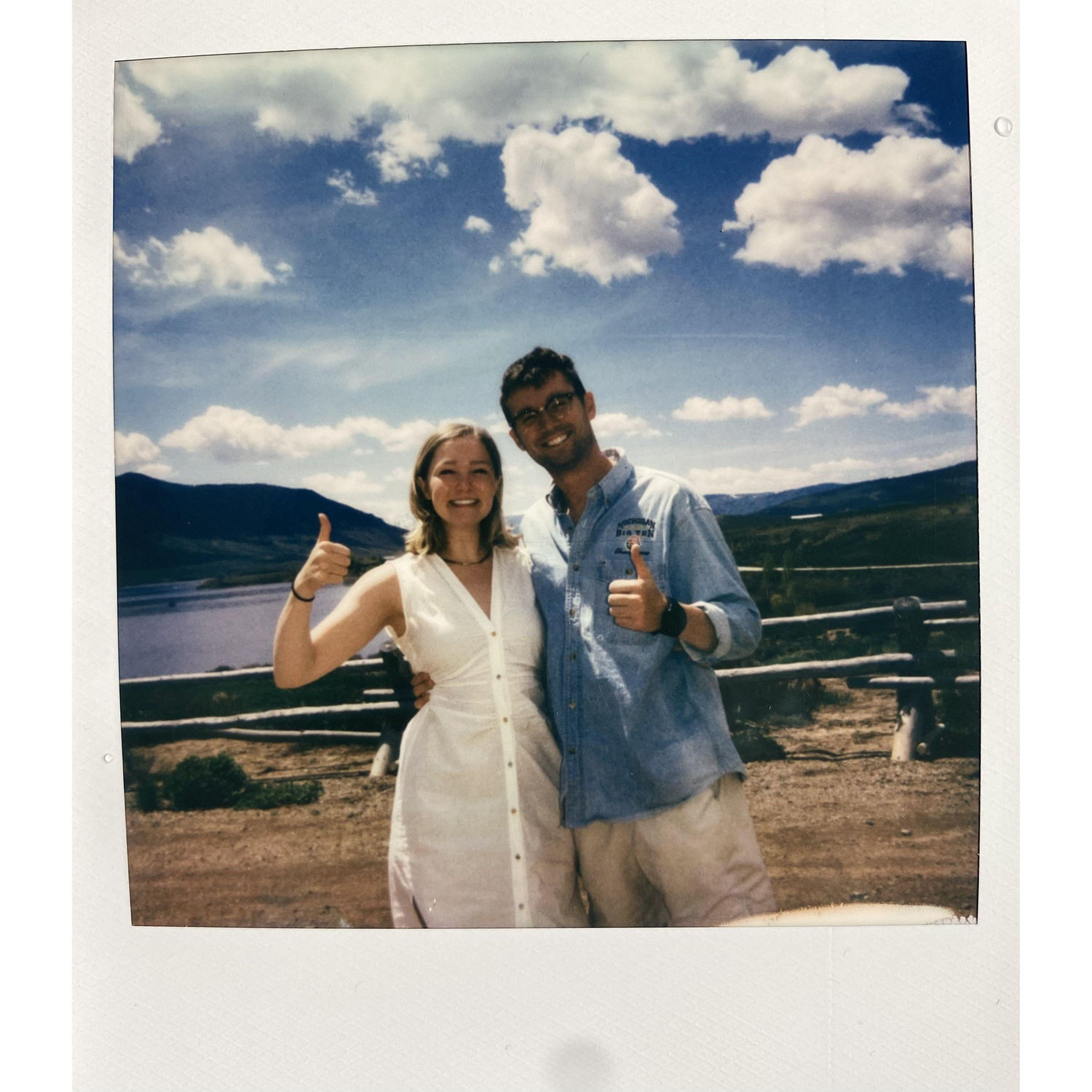 A self timer polaroid picture as we drove back to Denver on our last day together before Rob left for Korea