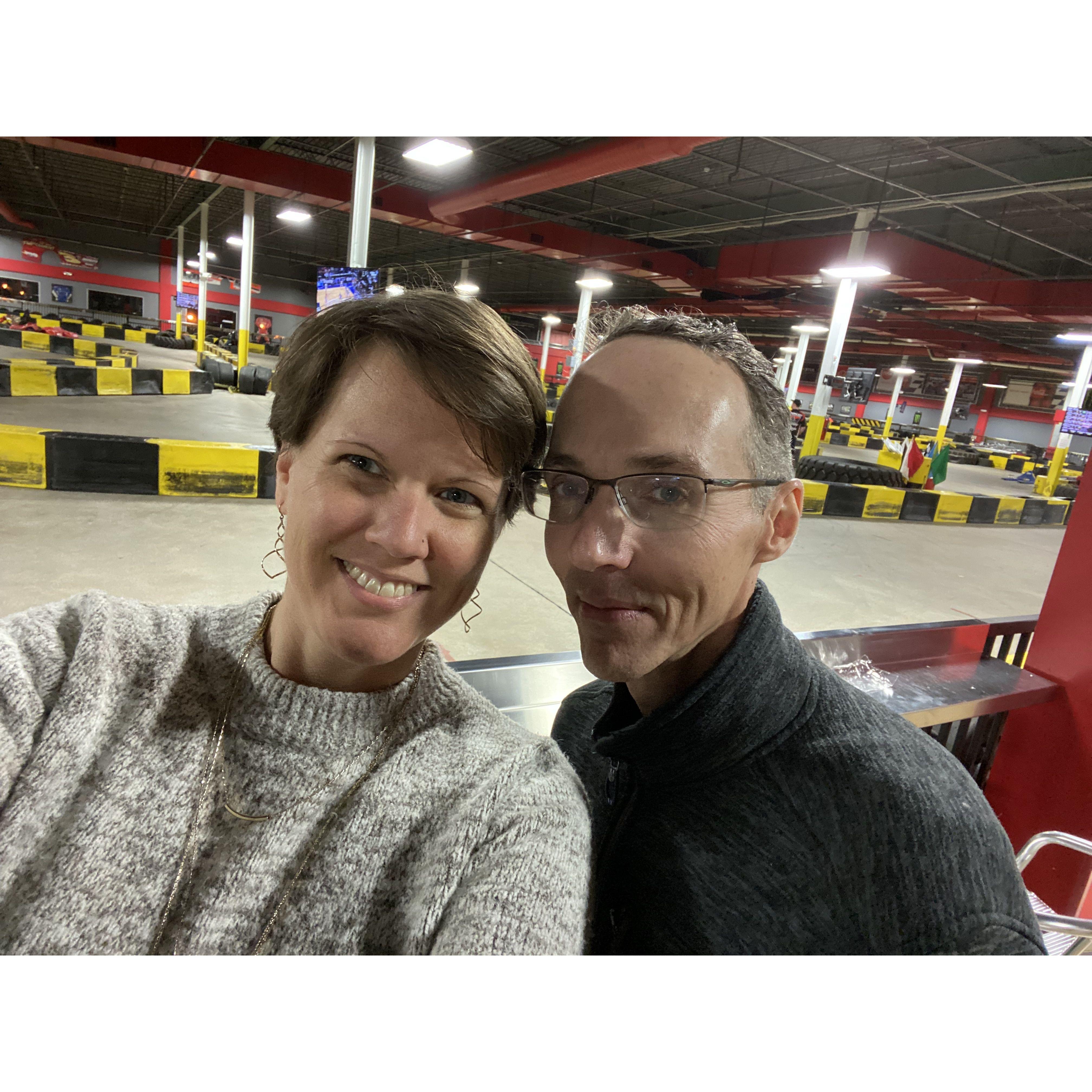 A pic from one of the go-kart racing adventures. (Matt won this race, FYI)