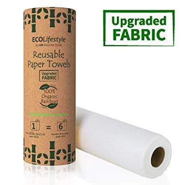 Bamboo Reusable Paper Towels (30 Sheets) Zero Waste Unpaper Towel Eco Friendly Products Sustainable Gifts - Kitchen Cleaning Rolls Alternative - Paper Towels Bulk Recycled Washable Napkins Cloth