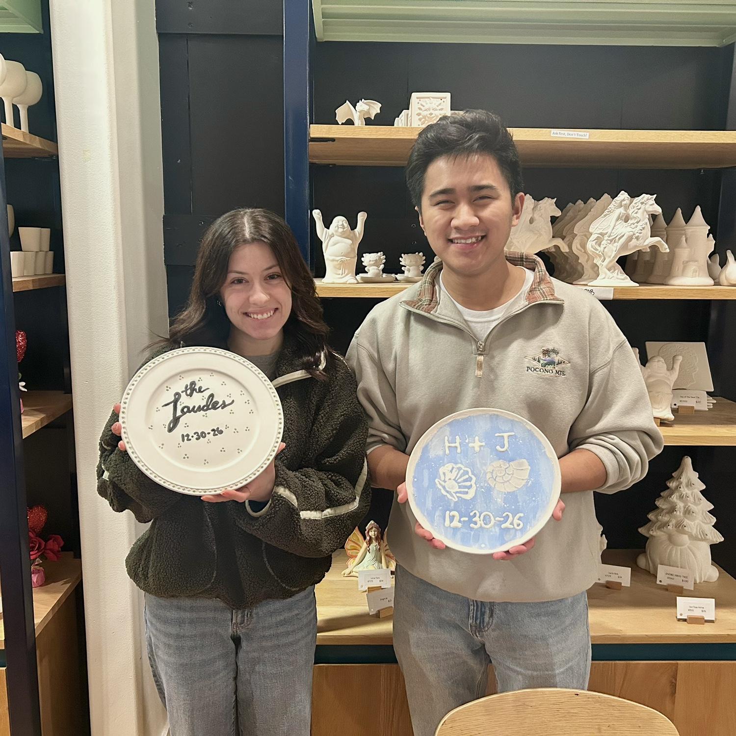 Decorated our wedding cake plates at Color Me Mine