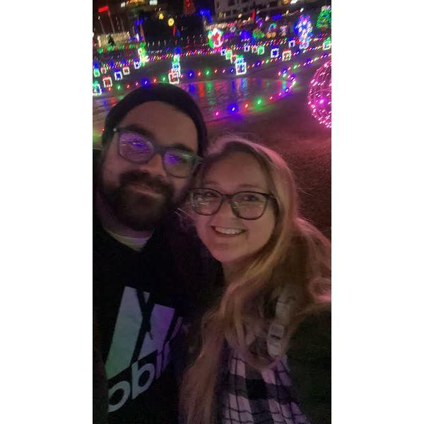 Walking around Christmas lights display 2024