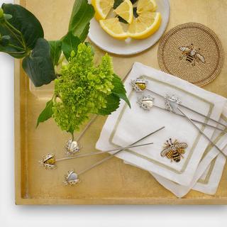 Stripey Bee Cocktail Napkin, Set of 4