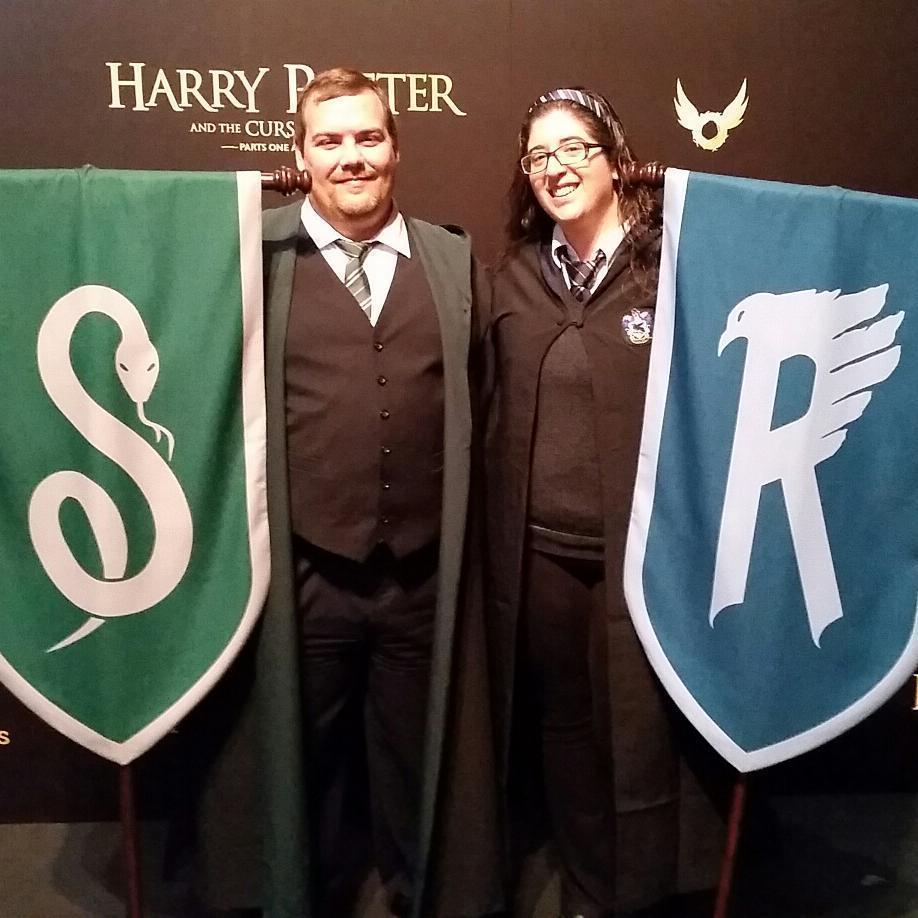 Yes, we're nerds. Here is another one of our huge fandoms: Harry Potter. Representing our respective Hogwarts houses.