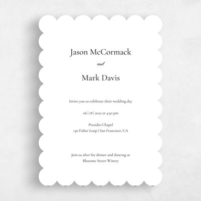 White Scalloped Wedding Invitation - Henderson Portrait