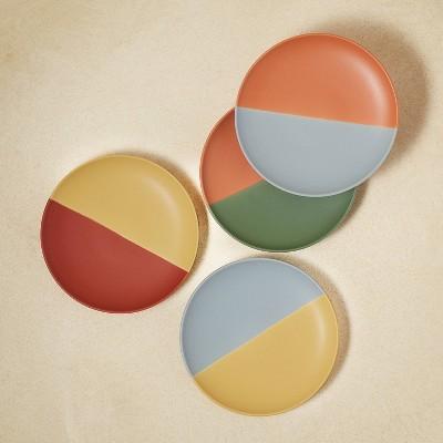 6" 4pk Stoneware Two-Tone Appetizer Plates