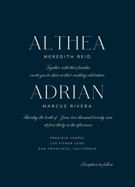 Conrad Portrait | Darkest Teal | Zola Wedding Invitations