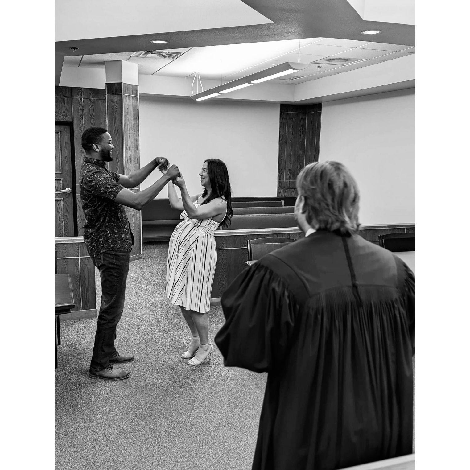 Our wedding ceremony at the courthouse.