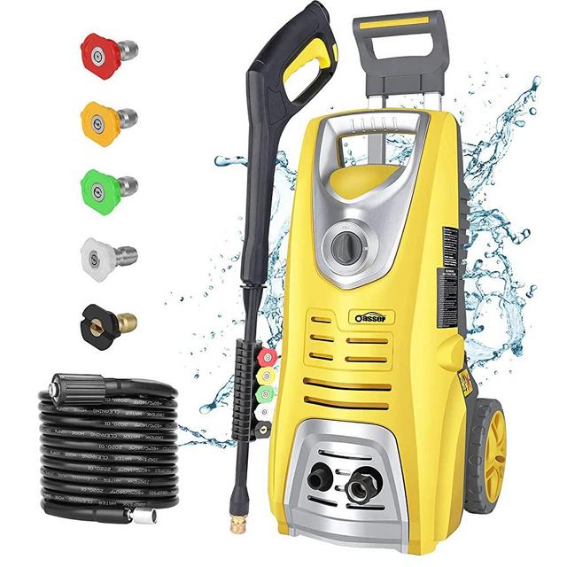 Pressure Washer Electric Power Washer, 3046 PSI 1.85 GPM Oasser Car Washer Machine with Spray Gun 5 Nozzles for Cars, Houses, Driveways, Patios(yellow)