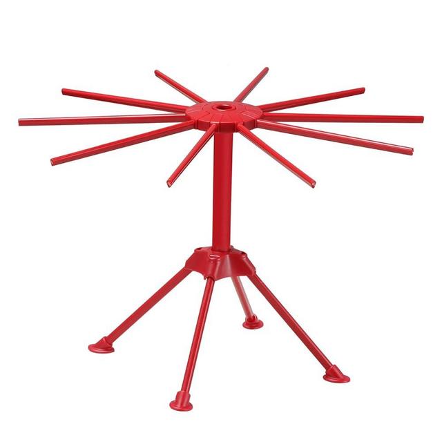 Ourokhome Collapsible Pasta Drying Rack, Plastic Foldable Homemade Fresh Spaghetti Stand Dryer Noodle Hanger for Kitchen with 10 Arms, Stable, Easy Storage, Quickly Set Up (Red)