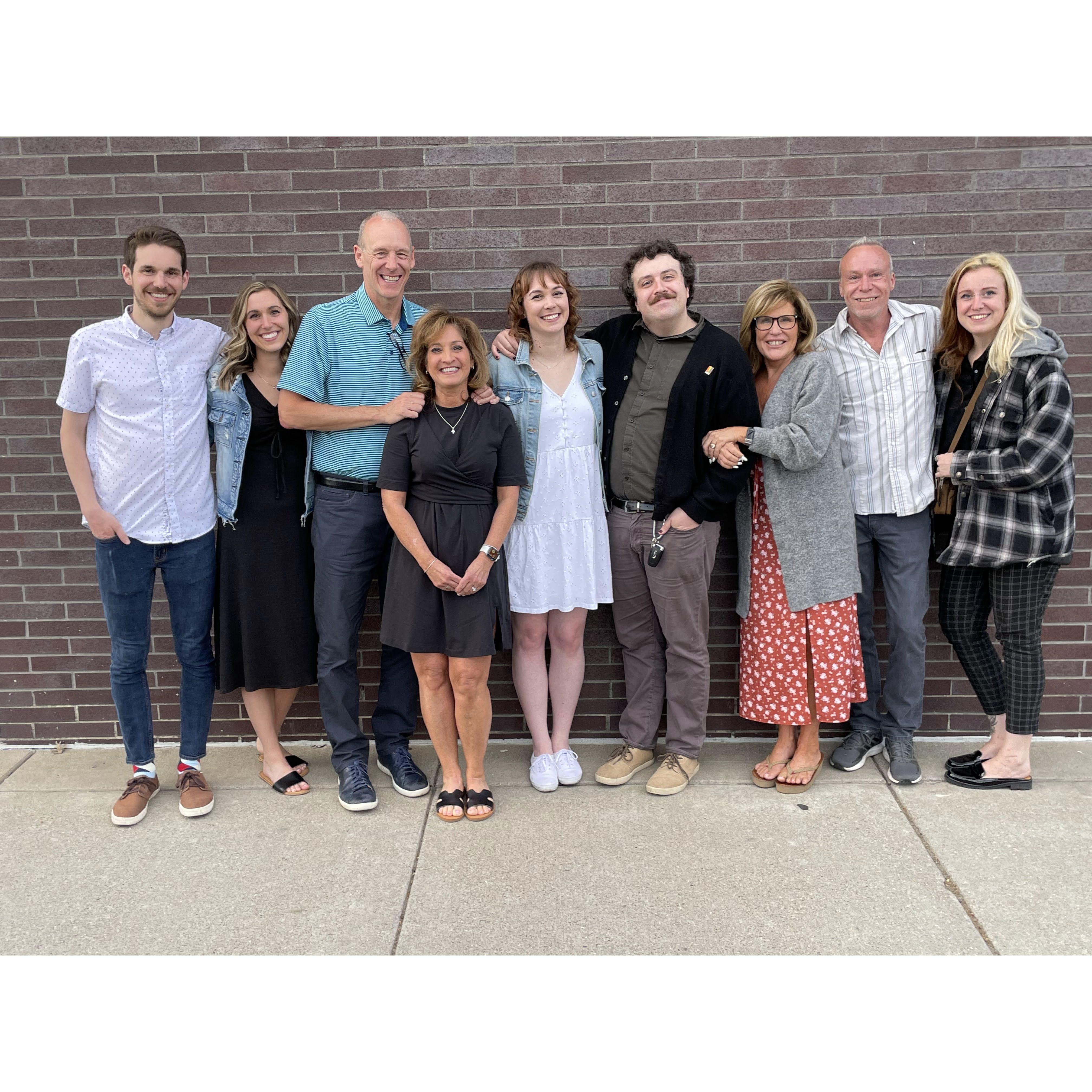 Our families celebrated by getting dinner together.