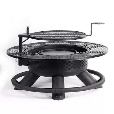 Big Horn 47.24-in W Black Steel Wood-Burning Fire Pit