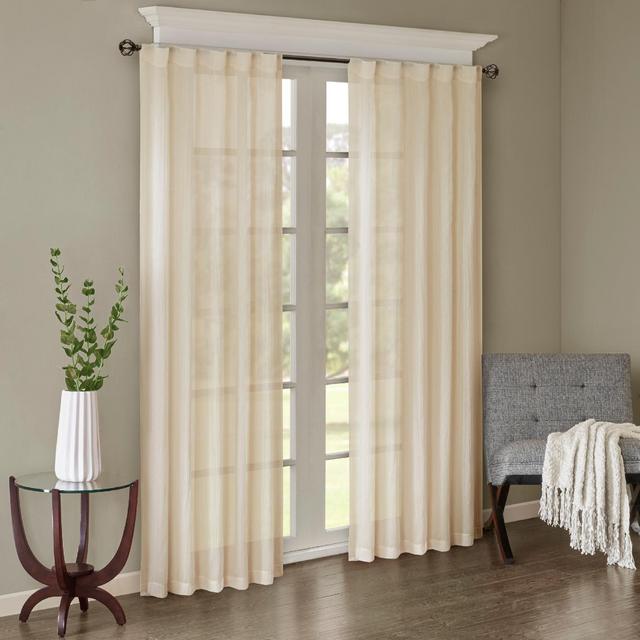 Set of 2 84"x42" Avery Solid Crushed Sheer Window Panel Cream