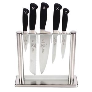 Mercer Culinary Genesis 6-Piece Forged Knife Block Set, Tempered Glass Block