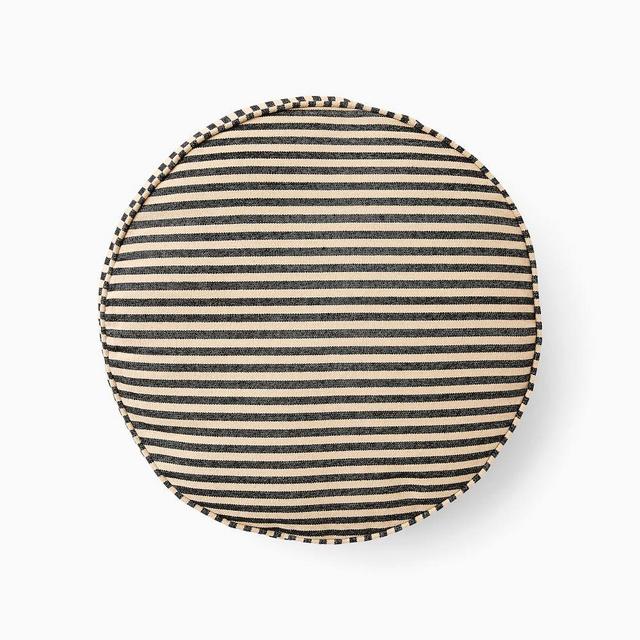 Pierce & Ward Round Stripe Pillow, 16 Diameter, Black & White Stripe